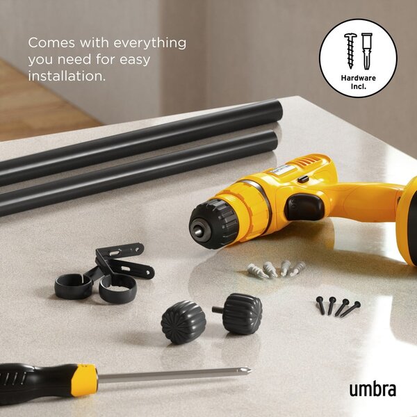 Bastone per tende nero opaco in acciaio regolabile 91 - 168 cm Cleo – Umbra