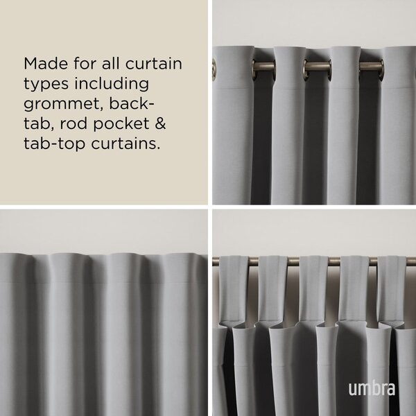 Bastone per tende nero opaco in acciaio regolabile 91 - 168 cm Cleo – Umbra