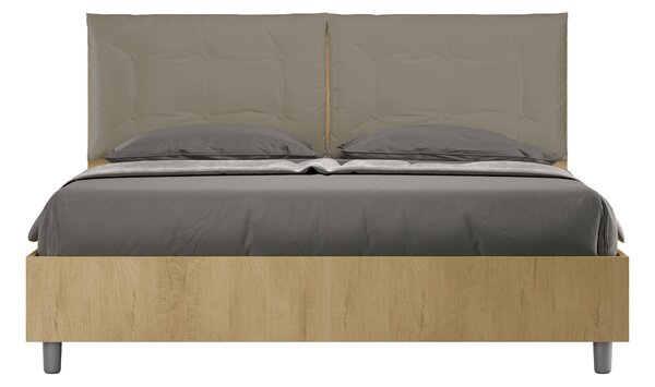 Letto Matrimoniale 160x190 cm Senza Rete Struttura Quercia con Cuscini in Similpelle Egos Annalisa Cappuccino