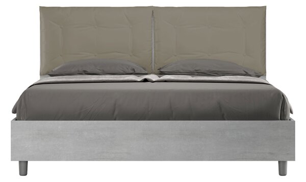 Letto Matrimoniale 160x190 cm Senza Rete Struttura Cemento con Cuscini in Similpelle Egos Annalisa Cappuccino