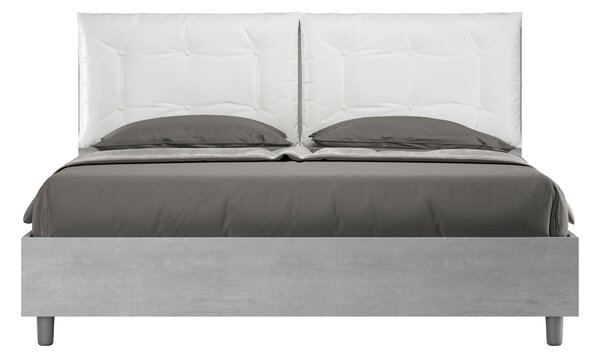 Letto Matrimoniale 160x190 cm Senza Rete Struttura Cemento con Cuscini in Similpelle Egos Annalisa Bianco