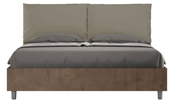 Letto Matrimoniale 160x190 cm Senza Rete Struttura Noce con Cuscini in Similpelle Egos Antea Cappuccino