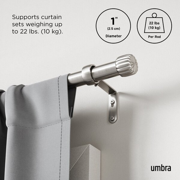 Bastone per tende argentato in acciaio regolabile 91 - 168 cm Cleo – Umbra
