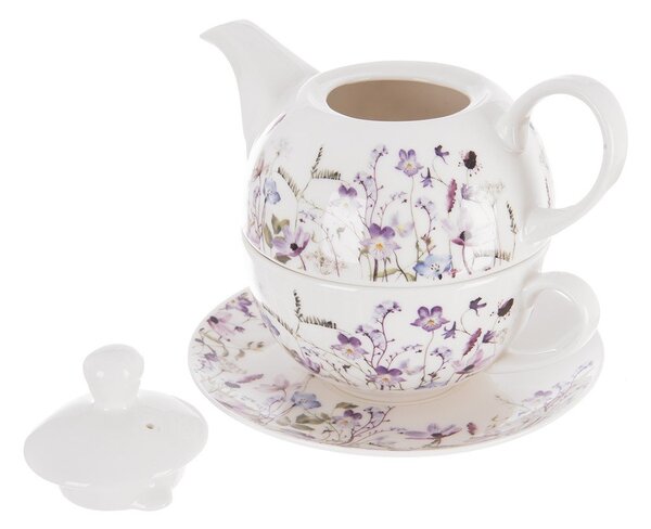 Set da tè bianco/viola in porcellana Louka – Orion