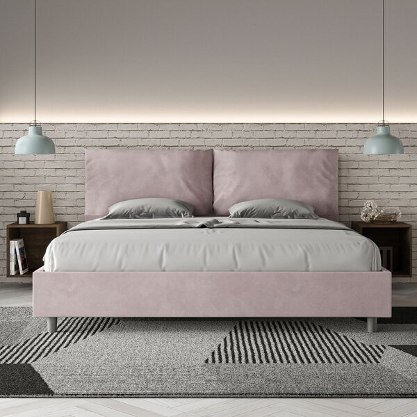 Letto Matrimoniale Queen Size 150x190 cm Senza Rete Imbottito in Microfibra Antea Large Glicine