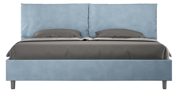 Letto Matrimoniale Queen Size 150x190 cm Senza Rete Imbottito in Microfibra Antea Large Azzurro