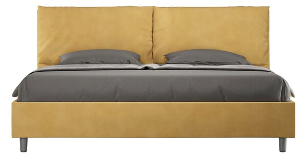 Letto Matrimoniale Queen Size 150x190 cm Senza Rete Imbottito in Microfibra Antea Large Ocra