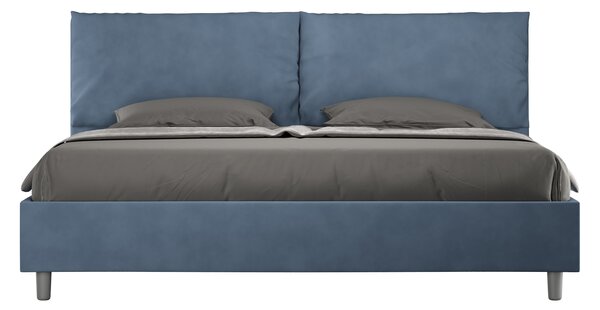 Letto Matrimoniale Queen Size 150x190 cm Senza Rete Imbottito in Microfibra Antea Large Blu