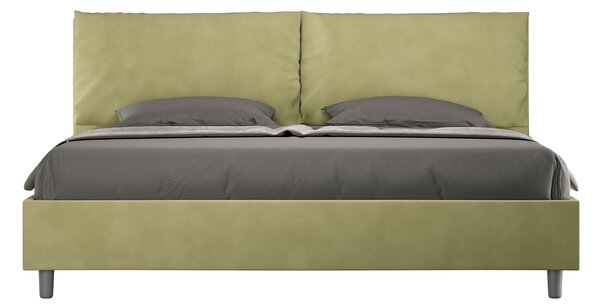 Letto Matrimoniale Queen Size 150x190 cm Senza Rete Imbottito in Microfibra Antea Large Tè Verde