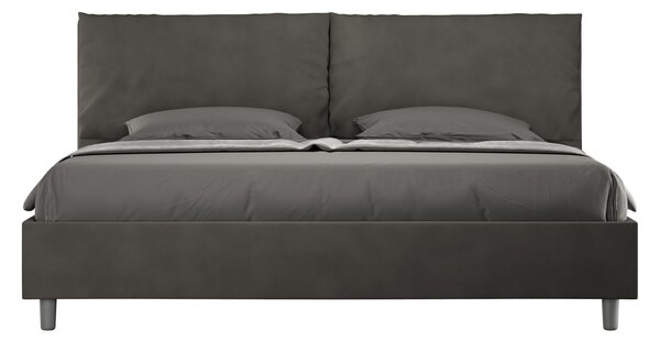 Letto Matrimoniale Queen Size 150x190 cm Senza Rete Imbottito in Microfibra Antea Large Grigio