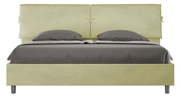 Letto Matrimoniale King Size 180x190 cm Senza Rete Testata con Cuscini Imbottito in Microfibra Mados Tè Verde
