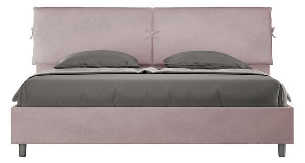 Letto Matrimoniale King Size 180x190 cm Senza Rete Testata con Cuscini Imbottito in Microfibra Mados Glicine