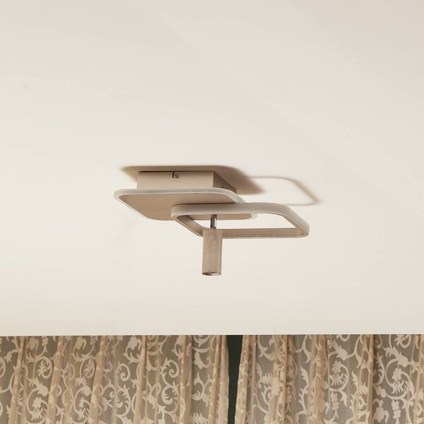 Lucande Tival plafoniera LED angolare 34cm, nichel