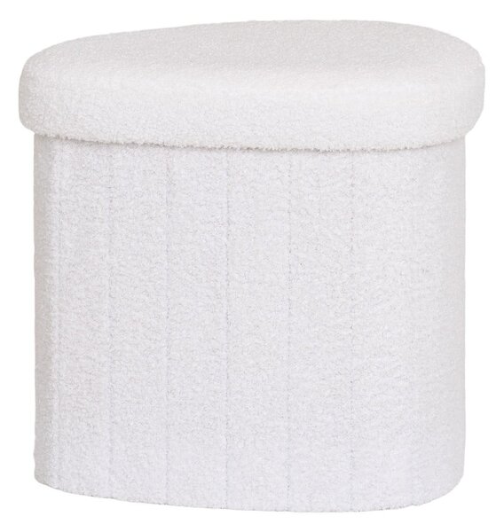 Poggiapiedi bianco con rivestimento in bouclé Medford – House Nordic