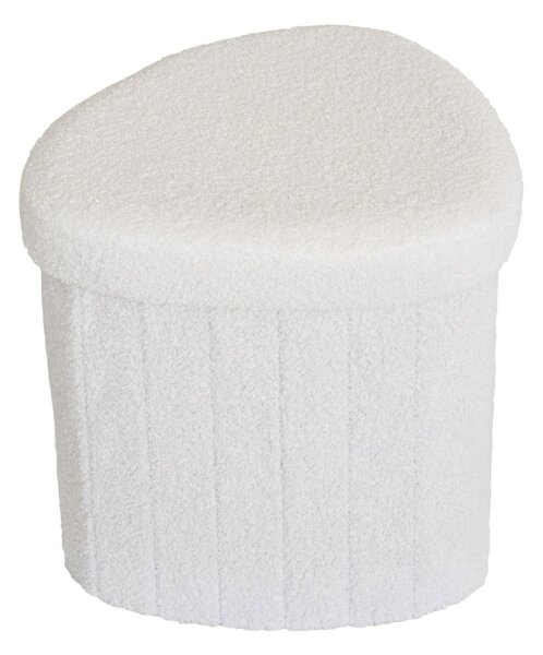 Poggiapiedi bianco con rivestimento in bouclé Medford – House Nordic