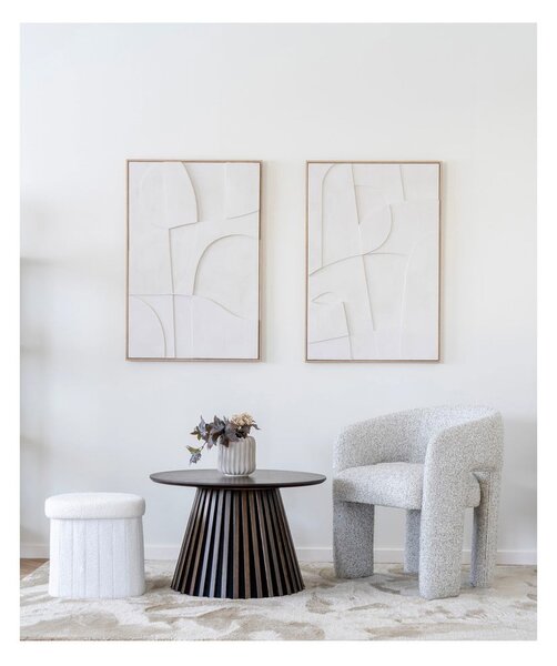 Poggiapiedi bianco con rivestimento in bouclé Medford – House Nordic
