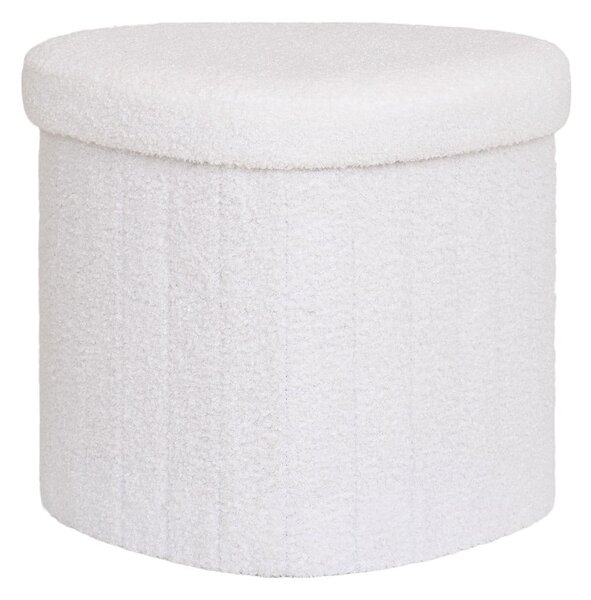 Poggiapiedi bianco con rivestimento in bouclé Medford – House Nordic