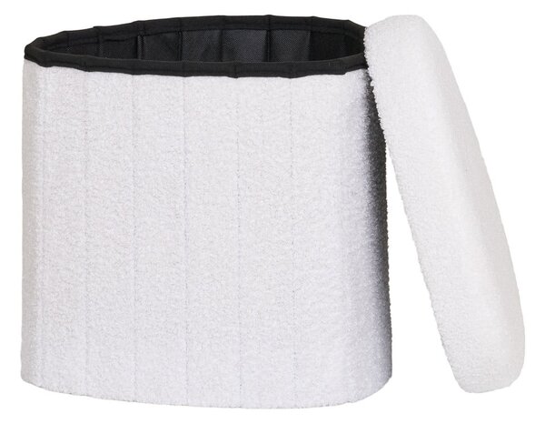 Poggiapiedi bianco con rivestimento in bouclé Medford – House Nordic
