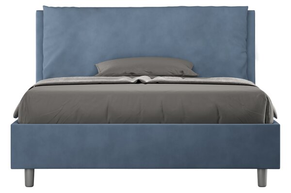 Letto Matrimoniale Francese 140x190 cm Senza Rete Imbottito in Microfibra Antea Large Blu