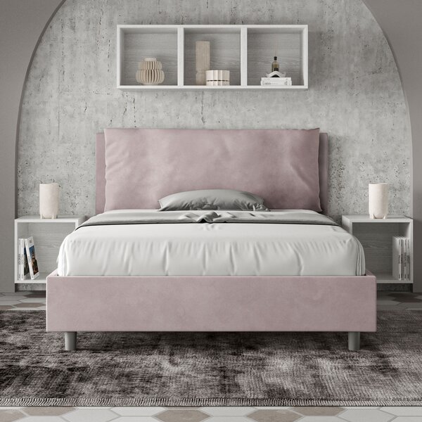 Letto Matrimoniale Francese 140x190 cm Senza Rete Imbottito in Microfibra Antea Large Glicine