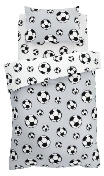 Set copripiumino e federa da bambini grigio chiaro in vello per letto matrimoniale 200x200 cm Football – Catherine Lansfield