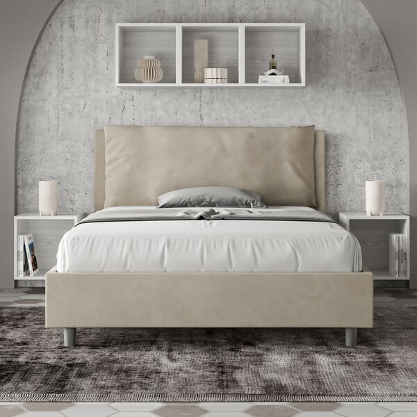 Letto Matrimoniale Francese 140x190 cm Senza Rete Imbottito in Microfibra Antea Large Sabbia