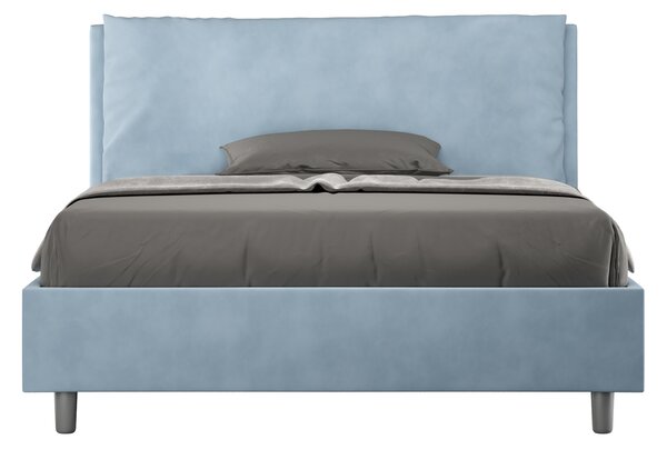 Letto Matrimoniale Francese 140x190 cm Senza Rete Imbottito in Microfibra Antea Large Azzurro