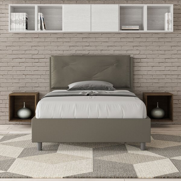 Letto 1 Piazza E Mezzo 120x190 cm Senza Rete Imbottito in Similpelle Appia Large Cappuccino