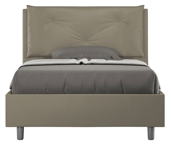 Letto 1 Piazza E Mezzo 120x190 cm Senza Rete Imbottito in Similpelle Appia Large Cappuccino