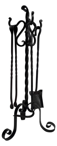 Gruppo per camino in Ferro battuto RICCIO 28x h 67 cm - Peso 3,1 kg lavorazione artigianale in stile classico made In Italy 100x100