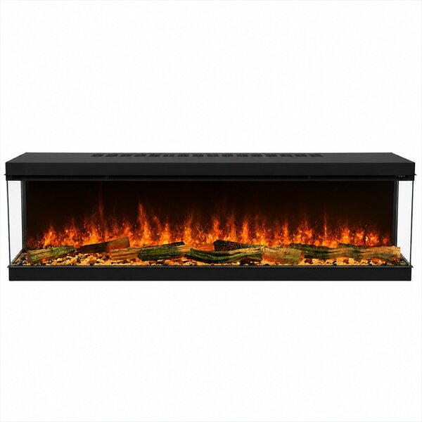 Camino Elettrico da Incasso a Parete 3 Lati Aperti 152x28x52 cm Detroit LED RGB e APP