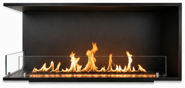 Camino a Bioetanolo da Incasso ad Angolo 120x30x50 cm Urano Lato Sinistro Struttura in Acciaio Nero