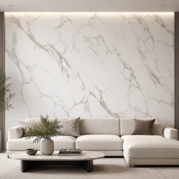 Set 22 Piastrelle Autoadesive per Pavimento e Parete 30x30 cm 2 mq in LTV PVC Effetto Marmo Bianco