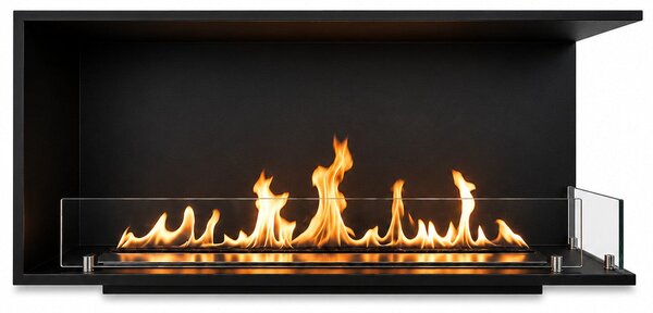 Camino a Bioetanolo da Incasso ad Angolo 120x30x50 cm Urano Lato Destro Struttura in Acciaio Nero