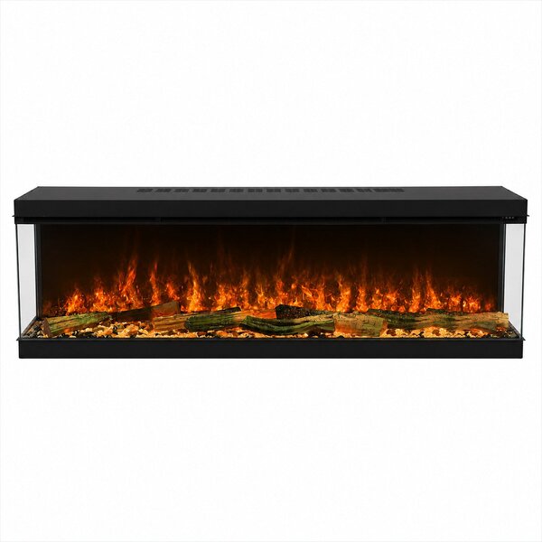 Camino Elettrico da Incasso a Parete 3 Lati Aperti 127x28x52 cm Detroit LED RGB e APP