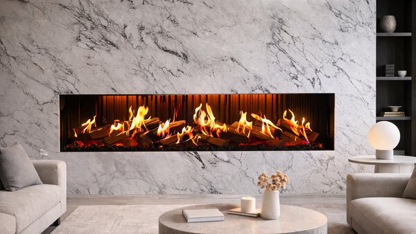 Camino Elettrico da Incasso a Parete 127x53x61 cm Detroit LED RGB e APP