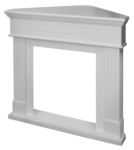 Cornice per Camino Angolare 110x63x102 cm Ford Rivestimento in Legno Bianco