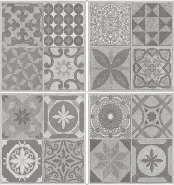 Set 22 Piastrelle Autoadesive per Pavimento e Parete 30x30 cm 2 mq in LTV PVC Effetto Maiolica Vintage