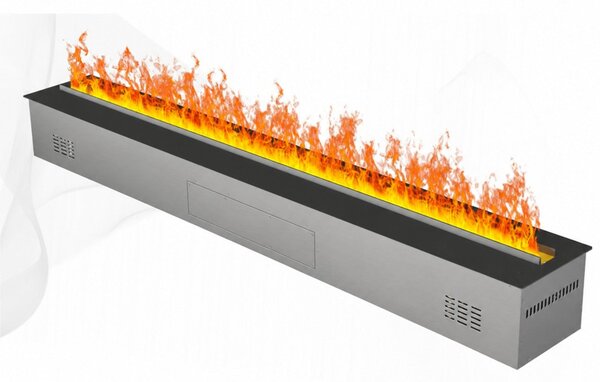 Camino Elettrico a Vapore Acqueo con Fiamme 3D con Bruciatore a Incasso 125x22,7x17,8 cm VAPOR3D125 Telecomando e APP in Acciaio e Alluminio Nero