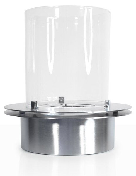 Bruciatore Rotondo per Camino a Bioetanolo Ø35x36 cm 3 lt con Vetro in Acciaio Inox