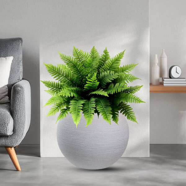 Vaso da Esterno Interno Design a Sfera Ø40x33 cm Botticelli in Resina Beige