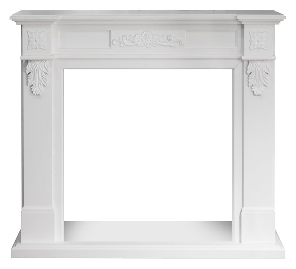 Cornice per Camino 121x38x108 cm Truman Rivestimento in Legno Bianco