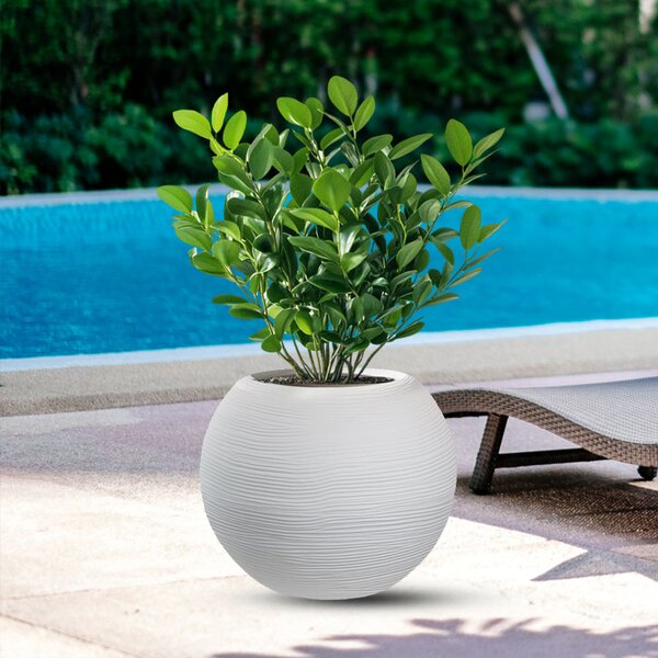Vaso da Esterno Interno Design a Sfera Ø40x33 cm Botticelli in Resina Bianco