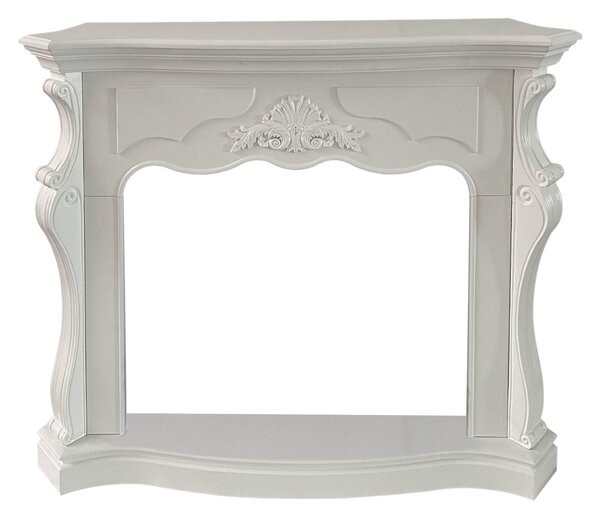 Cornice per Camino 123x39x100 cm Parigi Rivestimento in Legno Bianco