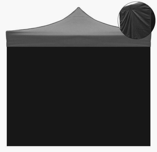 Telo Laterale per Gazebo 3x2 m Market in Tessuto Oxford Nero