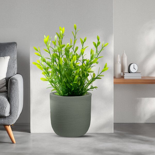 Vaso da Esterno Interno Design Cilindrico Ø35x34 cm Raffaello in Resina Verde