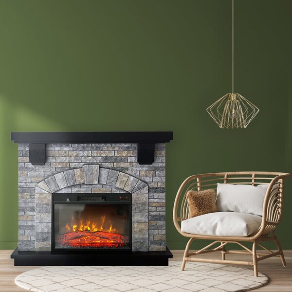 Camino elettrico GREYSTONE ElectricSun, con effetto sonoro, 3 colori, con l’app, L115xH102cm