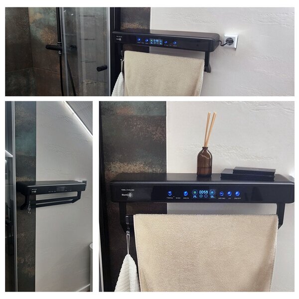 Asciugasalviette Elettrico con Disinfettante UV per Bagno/Cucina, a parete, L60cm, 450W, ElectricSun PREMIUM bianco