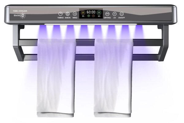 Asciugasalviette Elettrico con Disinfettante UV per Bagno/Cucina, a parete, L60cm, 450W, ElectricSun PREMIUM bianco