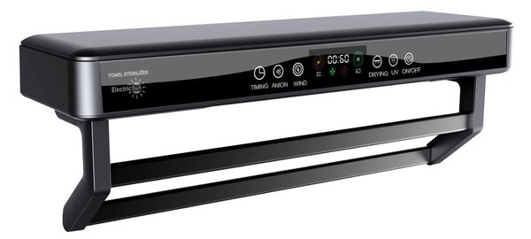 Asciugasalviette Elettrico con Disinfettante UV per Bagno/Cucina, a parete, L60cm, 450W, ElectricSun PREMIUM Nero